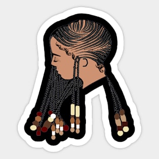 Natural Hair T Shirt CORNROW BRAIDS and BEADS 2 Sticker